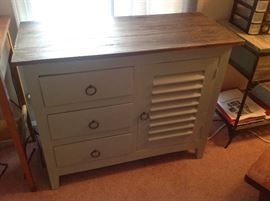   Vintage Painted Table with Louvered Door $ 150.00