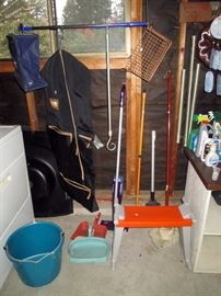 Garage:  Garden Stool, Bucket, Mop, Swifter, Dust Pans