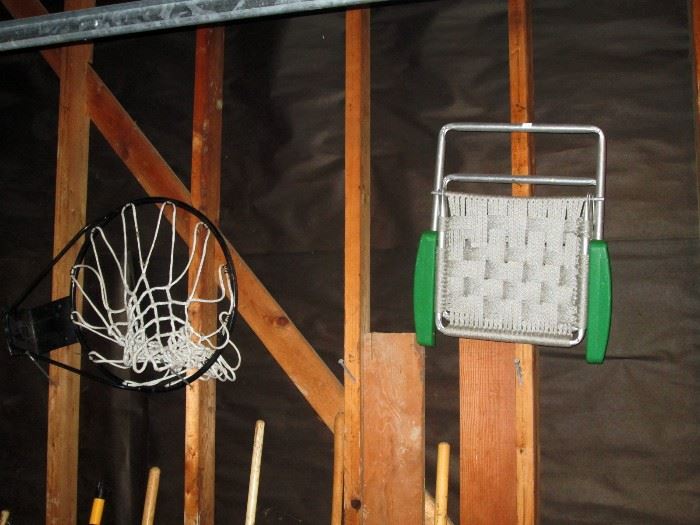 Garage:  Basket Ball Hoop, Small Lawn Chair