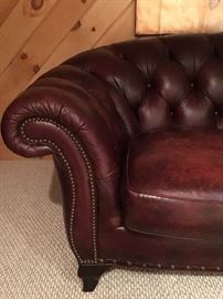 Handcock and Moore Rolled Arm, Tufted Leather Sofa