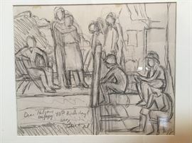 Edith Neff Study for Oil "Exits and Entrances"