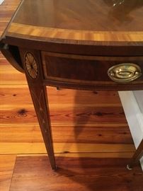 Detail of Inlay, Pair of Drop Leaf End Tables Available