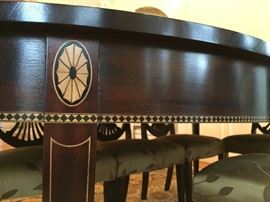 Detail of Medallion Inlay on Stickley Dining Table 