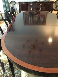 Stickley Monroe Place Dining Table with Tapered Legs, inlay in Ebony and Maple and Banded Edge