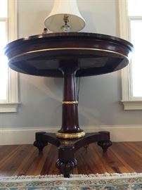 Stickley Pedestal Table with Center Medallion and Gilt Decoration 