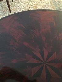 Center Medallion on Tall Round Stickley Table with Pedestal Base