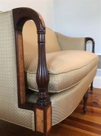 Detail of Upholstery and Inlay on Stickley Sofa