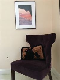 T Back Tufted Chair with Decorative Back: See Next Pic!