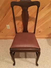 19th Century Fiddle Back Side Chairs with Ostrich Embossed Leather Seat, Set of four 