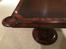 Detail of Neiman Marcus Leather Top Card Table