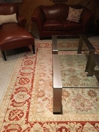 Natuzzi Chrome and Glass End Tables, Pair