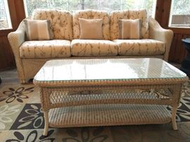 Wicker Sofa, Wicker End Table
