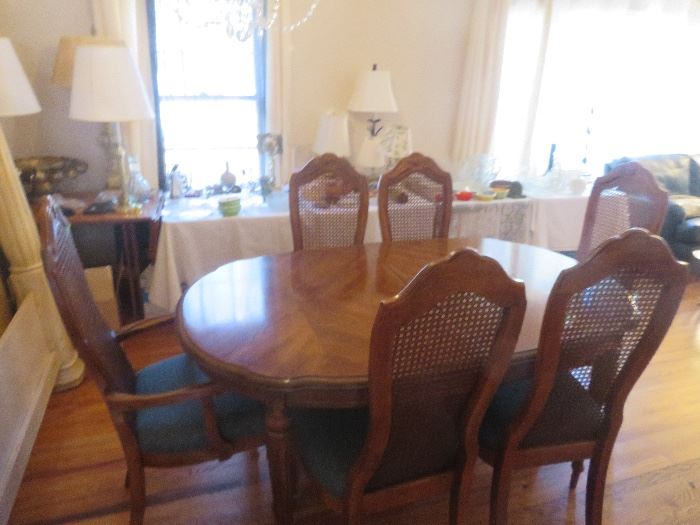 Dining Room Table & 6 cane chairs