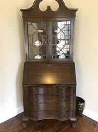 Nice clean vintage secretary desk with Serpentine front