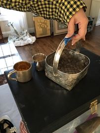 Large Cartier woven sterling basket