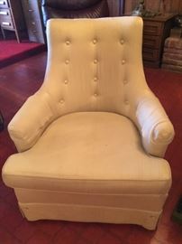 white mid-century armchair -- there are 2