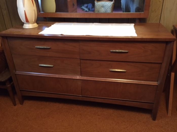 mid-century dresser with mirror