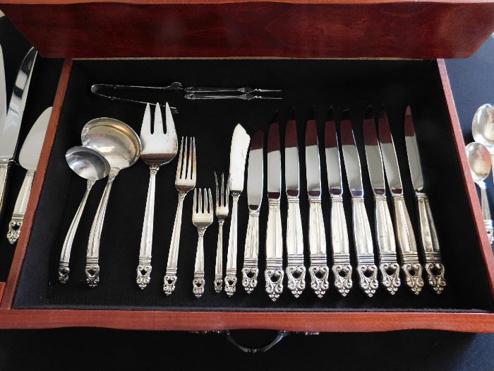 Royal Danish International Sterling steak knives and serving pieces