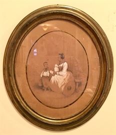 Watercolor by Theodore Valerio, (1819-1879) one of a pair.