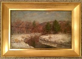 Oil painting on wood panel.