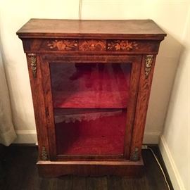 Rosewood finely inlaid display cabinet with bronze mounts.