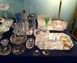 Large collection of cut glass and etched crystal. 