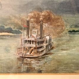 Riverboat watercolor detail.