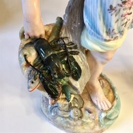Detail from Continental Porcelain Figural pair, "The Fisherman and his Wife".