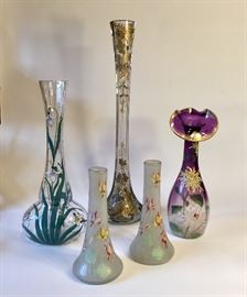 Nice collection of Continental enameled glass. 