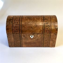 English Burl Wood Tea Caddy.