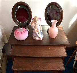 Mahogany stack tables.