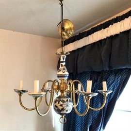 Delft-style chandelier.