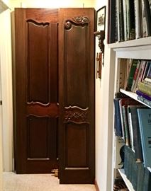 One large Mahogany door and a pair of Mahogany French doors.