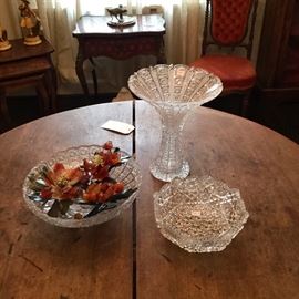 Part of a large collection of cut glass.