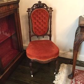 Victorian Walnut carved "fancy chair".