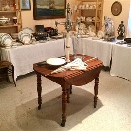 19th c. walnut drop leaf table.