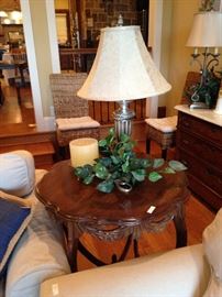 Antique side table with carving