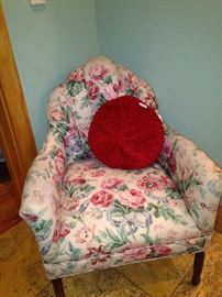 Rose print fabric bedroom chair