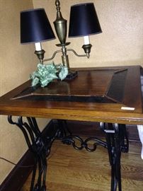 One of two matching side tables