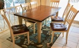 Rectangle wood kitchen dining table with 6 chairs