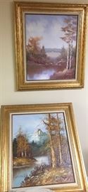 Framed landscape oils
