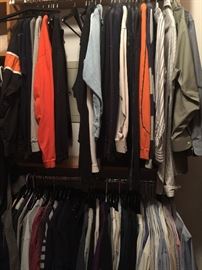 nice selection of men's clothes (size L & XL) and shoes (size 10.5)  There's also about 12 high end suits not yet pictured.