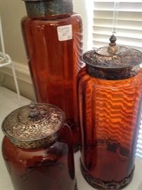 Amber glass canisters
