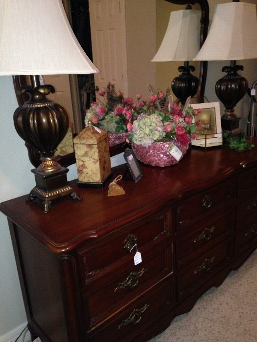 Another dresser; pair of matching lamps
