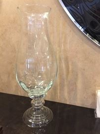 9. 22" Handblown Glass Hurricane/Vase