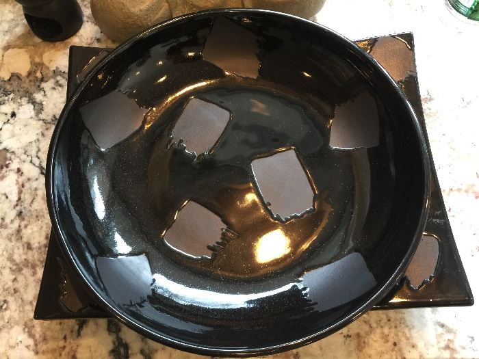 67. Mikasa Portugal Black on Black Platter & Serving Bowl