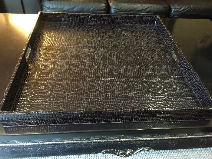 28. Faux Patent Crocodile Square Tray (30" x 30" x 3")