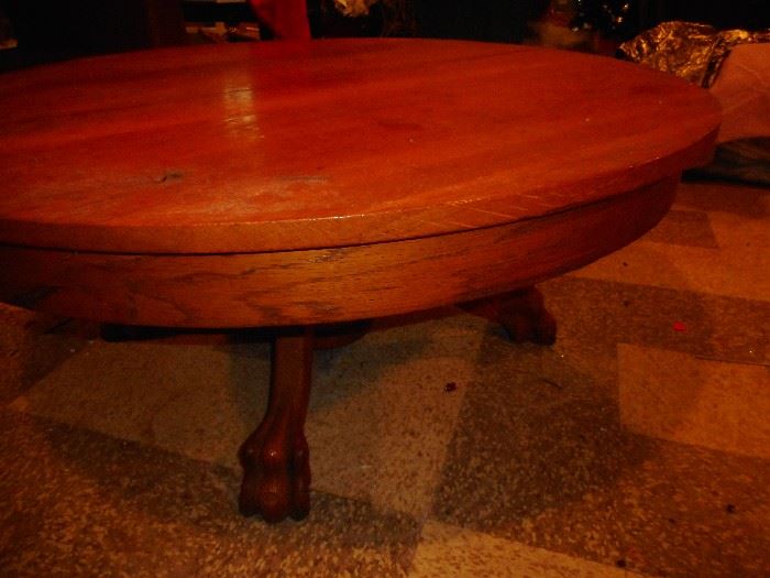 Vintage Oak Ball Claw Cocktail Table.