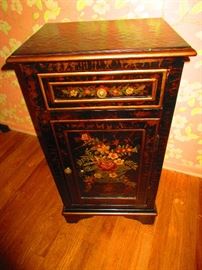 Diminutive Side Cabinet with Floral Motif