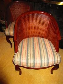 Pair of Caned-Back Drum Chairs